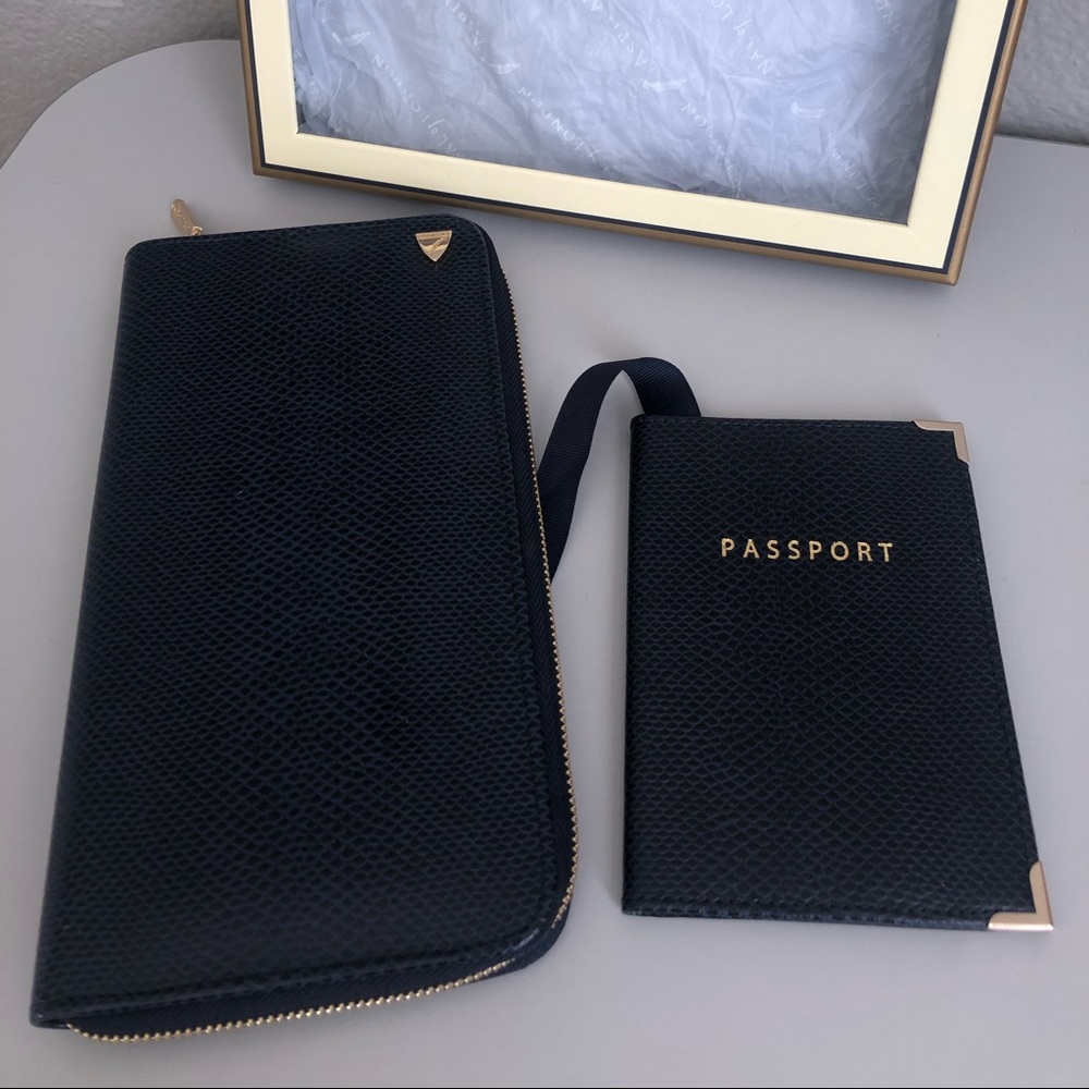 Aspinal of London midnight blue wallet & passport